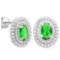 2 CTW CREATED EMERALD & FLAWLESS CREATED DIAMOND 925 STERLING SILVER EARRINGS