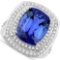 6.10 CTW Genuine Blue Sapphire And Diamond 14K W Gold Ring