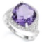 5.50 CTW CREATED AMETHYST & 2PCS CREATED WHITE SAPPHIRE 925 STERLING SILVER RING