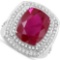 5.90 CTW Genuine Ruby And Diamond 14K W Gold Ring