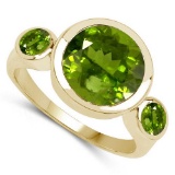 2.60 CTW Genuine Peridot 14K Yellow Gold Ring