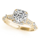 CERTIFIED 18K YELLOW GOLD 1.31 CT G-H/VS-SI1 DIAMOND HALO ENGAGEMENT RING