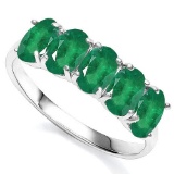 2.19 CTW GENUINE EMERALD 10KT SOLID GOLD WHITE RING
