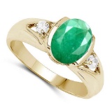 2.70 CTW Genuine Emerald And Diamond 14K RoseGold Ring