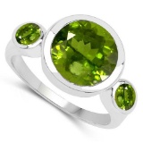 2.60 CTW Genuine Peridot And 14K White Gold Ring