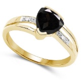 1.78 CTW Genuine Black Sapphire And Diamond 14K Y Gold Rings