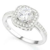 1 CTW CREATED WHITE SAPPHIRE 925 STERLING SILVER RING
