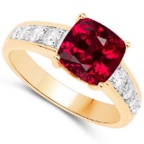 2.28 CTW Genuine Garnet And Diamond 14K Y Gold Rings