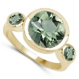 2.60 CTW Green Amethyst And 14K yellow Gold Ring