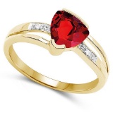 1.58 CTW Genuine Garnet And Diamond 14K Y Gold Rings