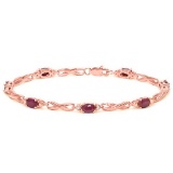 4.05 CTW RUBY 925 STERLING SILVER RED GOLD PLATED BRACELETT