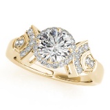 CERTIFIED 18K YELLOW GOLD .94 CT G-H/VS-SI1 DIAMOND HALO ENGAGEMENT RING