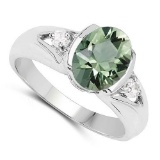 2.70 CTW Green Amethyst And Diamond 14K White Gold Ring