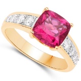 2.18 CTW Genuine Ruby And Diamond 14K Y Gold Rings