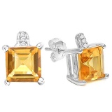 3 CTW DARK CITRINE 925 STERLING SILVER EARRINGS