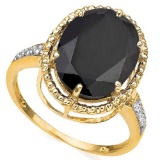 5.93 CTW GENUINE BLACK SAPPHIRE & GENUINE DIAMOND 10KT SOLID GOLD RING