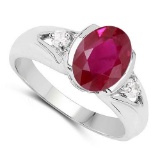 2.70 CTW Genuine Ruby And Diamond 14K White Gold Ring