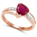 2.18 CTW Genuine Ruby And Diamond 14K R Gold Rings