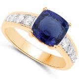 2.28 CTW Genuine Blue Sapphire And Diamond 14K Y Gold Rings