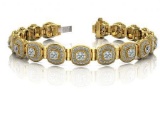 14KT YELLOW GOLD 3 CTW G-H VS2/SI1 FANCIFUL ROUND DIAMOND BRACELET WITH TUBE LINKS