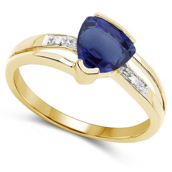 2.28 CTW Genuine Blue Sapphire And Diamond 14K Y Gold Rings