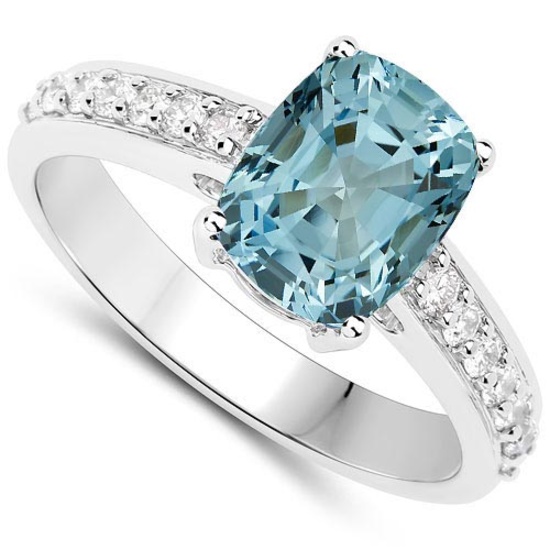 4.30 CTW Genuine Blue Topaz And Diamond 14K w Gold Rings