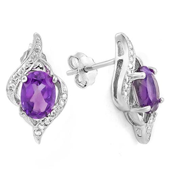 1 2/5 CTW AMETHYST 925 STERLING SILVER EARRINGS