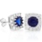 2 2/5 CTW CREATED BLUE SAPPHIRE & 1/4 CTW (26 PCS) FLAWLESS CREATED DIAMOND 925 STERLING SILVER EARR