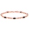 4.12 CTW MID NIGHT BLACK SAPPHIRE 925 STERLING SILVER RED GOLD PLATED BRACELETT