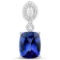 5.18 CTW Genuine Blue Sapphire And Diamond 14K White Gold Pendant