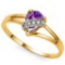 0.55 CTW GENUINE AMETHYST & GENUINE DIAMOND (6 PCS) 10KT SOLID YELLOW GOLD RING