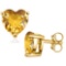 1.4 CTW CITRINE 10K SOLID YELLOW GOLD HEART SHAPE EARRING