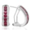 2.25 CTW RUBY & DIAMOND 925 STERLING SILVER HOOP EARRINGS