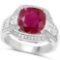 5.70 CTW Genuine Ruby And Diamond 14K W Gold Ring