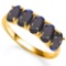 3.03 CTW GENUINE BLACK SAPPHIRE 10KT SOLID YELLOW GOLD RING