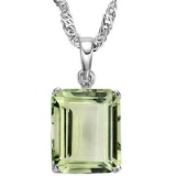 0.9 CTW GREEN AMETHYST 10K SOLID WHITE GOLD OCTWAGON SHAPE PENDANT