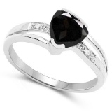 1.28 CTW Genuine Black Sapphire And Diamond 14K w Gold Rings