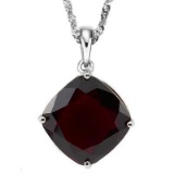 1.05 CTW GARNET 10K SOLID WHITE GOLD CUSHION SHAPE PENDANT