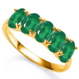 2.19 CTW GENUINE EMERALD 10KT SOLID GOLD YELLOW RING