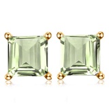 2.02 CTW PERIDOT 10K SOLID WHITE GOLD SQUARE SHAPE EARRING