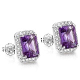 3 CTW AMETHYST 925 STERLING SILVER EARRINGS