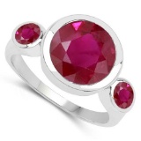 2.60 CTW Genuine Ruby And 14K White Gold Ring