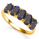 3.03 CTW GENUINE BLACK SAPPHIRE 10KT SOLID YELLOW GOLD RING