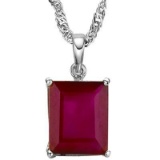 1.4 CTW RUBY 10K SOLID WHITE GOLD OCTWAGON SHAPE PENDANT