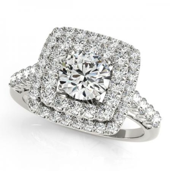 CERTIFIED PLATINUM 2.14 CTW G-H/VS-SI1 DIAMOND HALO ENGAGEMENT RING