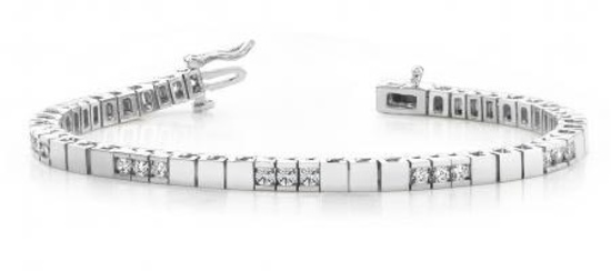 14K WHITE GOLD 1 CTW G-H VS2/SI1 DIAMOND BUILDING BLOCK TENNIS BRACELET