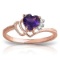 0.97 CTW 14K Solid Rose Gold Ring Natural Diamond Purple Amethyst