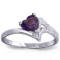 0.75 Carat 14K Solid White Gold Ring Natural Purple Amethyst