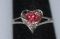 0.01 CTW DIAMOND AND CREATION RUBY RING .925 STERLING S
