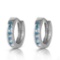 1.2 Carat 14K Solid White Gold Hoop Huggie Earrings Blue Topaz